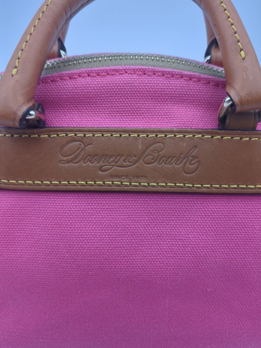 Dooney & Bourke Pink Canvas Vacchetta Leather Mini Juliette Satchel Crossbody - Picture 6 of 13